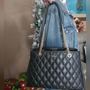 Kate Spade Black "Carey" Quilted Tote Bag Brand New